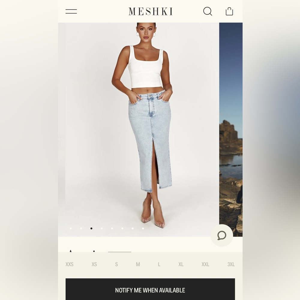 MESHKI black denim skirt